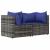 Set mobilier de grădină cu perne, 3 piese, gri, poliratan GartenMobel Dekor
