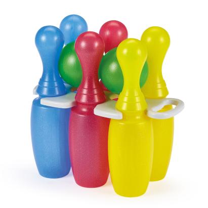 Set popice bowling pentru copii cu sclipici, 6 piese multicolore