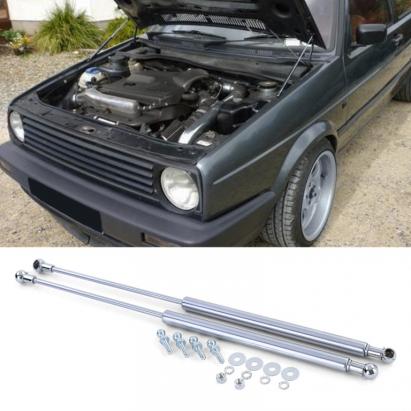 Pereche de amortizoare cromate pentru ridicarea capotei, potrivite pentru VW Golf 2 83-92 Performance AutoTuning