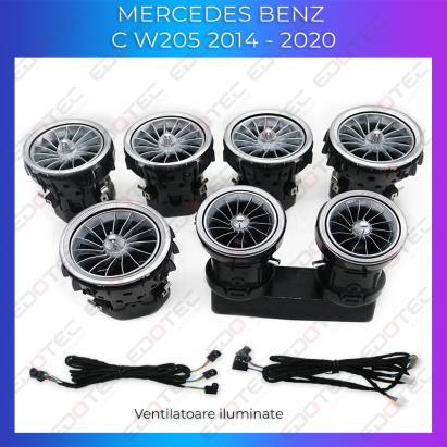 Lumini ambientale Mercedes W205 2014-2020 cu ventilatoare iluminate și control din telefon