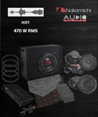 Pachet HiFi auto MX EVO cu amplificator DSP, subwoofer activ si difuzoare fata-spate