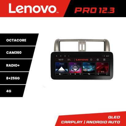 Navigatie Toyota Prado 2010-2013 Lenovo Pro 12.3 QLED 8GB+256GB 4G DSP