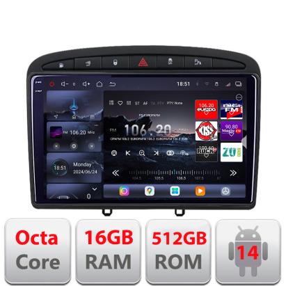 Navigatie Android Peugeot 308 2007-2014 QLED 2K 16GB RAM 512GB