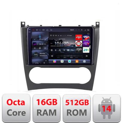 Navigatie Android Mercedes Clasa C W203 facelift, QLED 2K, 16+512GB