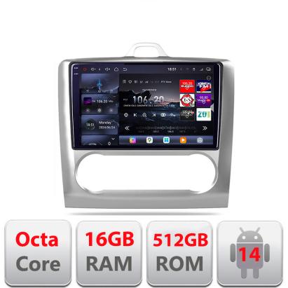 Navigatie Android Ford Focus 2 Clima Automata 2005-2010 QLED 2K 16GB+512GB