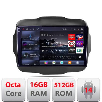 Navigatie Jeep Renegade 2015-2020 Edotec Kit-500 8 core QLED 2K 16+512GB 360 Android Waze USB Navigatie Internet Youtube Radio