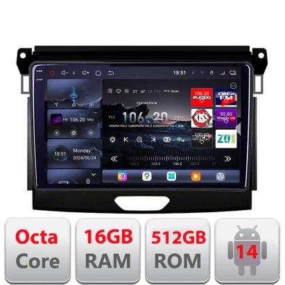 Navigatie Ford Ranger 2016+ Edotec Kit-574 8 core QLED 2K 16+512GB 360 Android Waze USB Navigatie Internet Youtube Radio