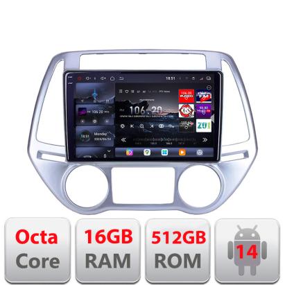 Navigatie Hyundai I20 2011-2014 manual si automat Android radio gps internet 8 core QLED 2K 16+512GB 360 Edotec