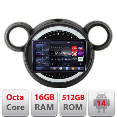 Navigatie Mini Cooper 2009-2015 CIC QLED 2K Android 16GB RAM 512GB