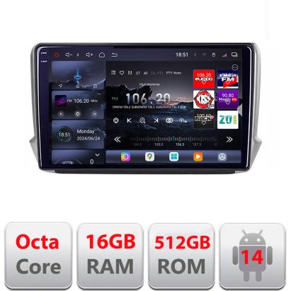 Navigație Android Peugeot 208/2008 2012-2018 QLED 2K 16GB+512GB 360