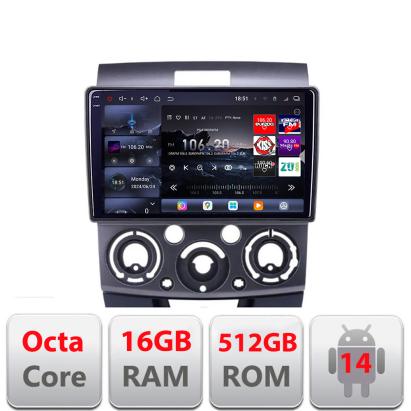 Navigație Android Ford Ranger și Mazda BT50 2007-2012 QLED 2K 16GB+512GB