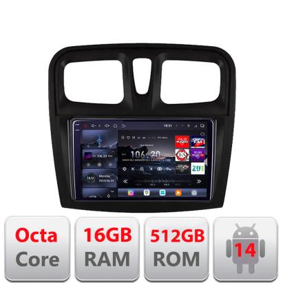 Navigatie Android Dacia Sandero 2012-2020 QLED 2K, 16GB RAM, 512GB, GPS