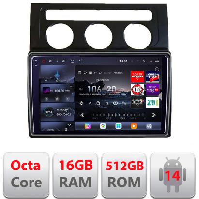 Navigatie Android VW Touran 2003-2009 pentru clima automata, QLED 2K, 16+512GB
