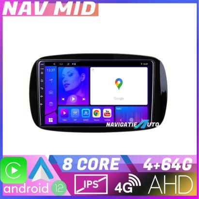 Navigatie Smart For Two 2015 KIT Smart15 EDOTEC-LITE Android Ecran 720P Octa Core 4 64 Carplay
