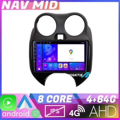 Navigație Nissan Micra 2010-2014 Android 12, 4GB RAM, 64GB, CarPlay