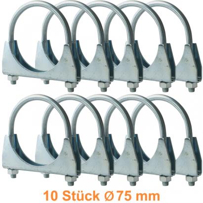 Cleme de evacuare 75mm clemă U-bolt clemă de țeavă universală 10 bucăți Performance AutoTuning