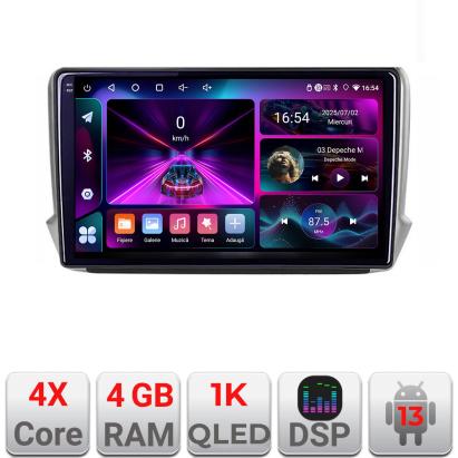 Navigație Android Peugeot 208/2008 cu ecran InCell 1K, 4GB RAM și 64GB