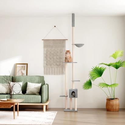 Ansamblu pisici podea până la tavan gri deschis 258,5-284,5 cm GartenMobel Dekor