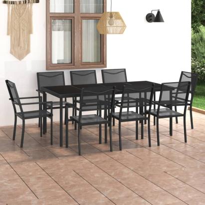 Set mobilier de exterior, 9 piese, oțel GartenMobel Dekor