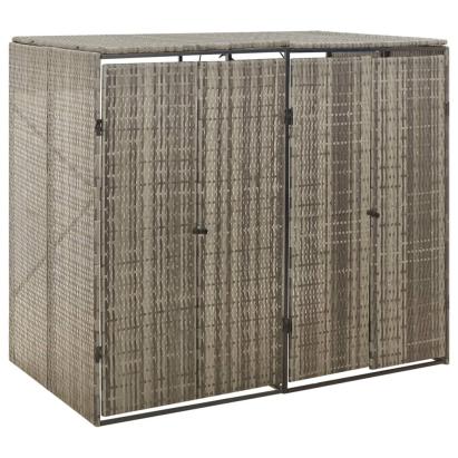 Magazie de pubele dublă, gri, 140x80x117 cm, poliratan GartenMobel Dekor