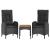Set mobilier de grădină cu perne, 3 piese, negru, poliratan GartenMobel Dekor
