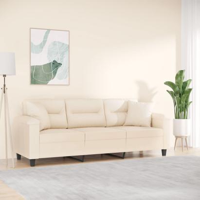 Canapea cu 3 locuri și perne, bej, 180 cm, microfibră GartenMobel Dekor