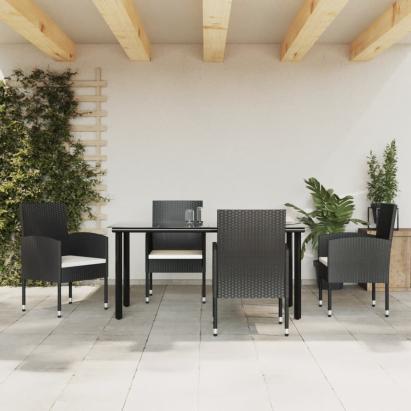 Set mobilier de grădină, 5 piese, negru, poliratan și oțel GartenMobel Dekor