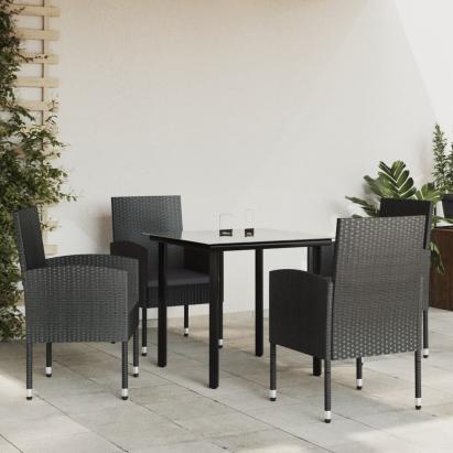 Set mobilier de grădină, 5 piese, negru, poliratan și oțel GartenMobel Dekor