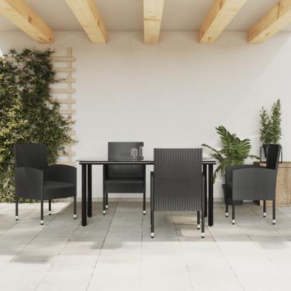 Set mobilier de grădină, 5 piese, negru, poliratan și oțel GartenMobel Dekor