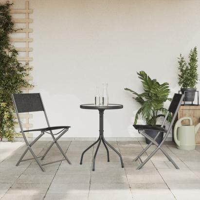 Set mobilier de grădină, 3 piese, negru, oțel GartenMobel Dekor