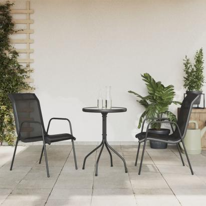 Set mobilier de grădină, 3 piese, negru, oțel GartenMobel Dekor