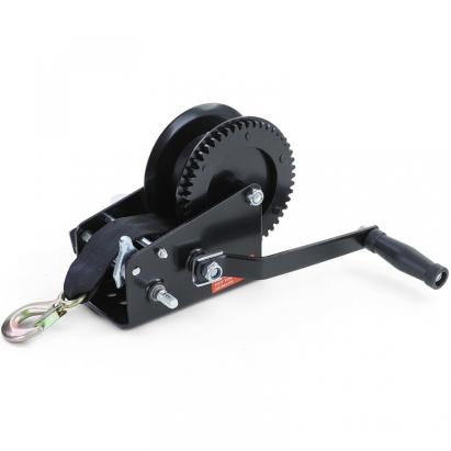 Winch manual premium cu curea 1500kg 8 metri negru, potrivit pentru remorcă auto Performance AutoTuning