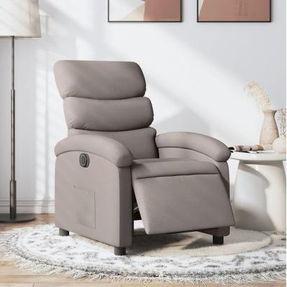Fotoliu rabatabil electric, gri taupe, material textil GartenMobel Dekor