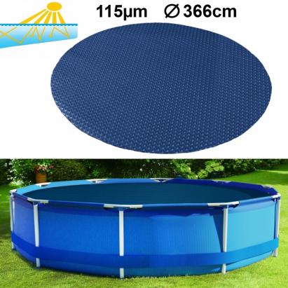 Căptușeală solară pentru piscină de 366 cm, încălzitor de piscină, folie solară, rotundă, 115µm, albastru-negru Performance AutoTuning