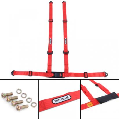 Centura de siguranță Tenzo-R Sport cu 4 puncte, roșie, cu marcaj E Performance AutoTuning