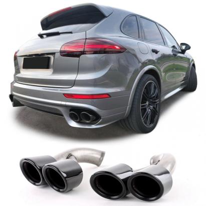 Tăvițe duble de evacuare look GTS negre, potrivite pentru Porsche Cayenne 92A Facelift 14-17 Performance AutoTuning