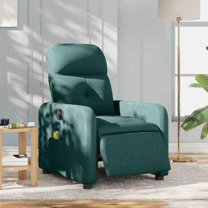 Fotoliu electric de masaj rabatabil, verde închis, textil GartenMobel Dekor