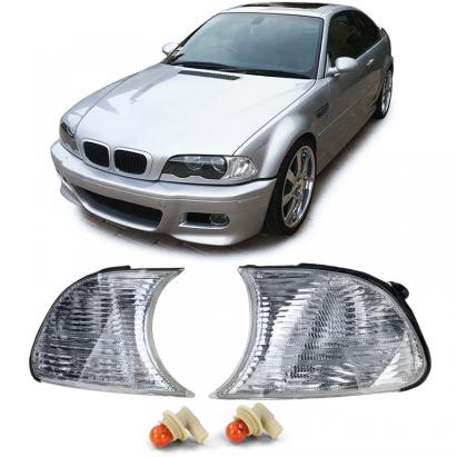 Set de indicatoare din sticlă clară albă potrivit pentru BMW Seria 3 E46 Coupe Cabriolet 1999-2001 Performance AutoTuning