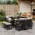 Set mobilier de grădină cu perne, 9 piese, negru, poliratan GartenMobel Dekor