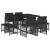 Set mobilier de grădină cu perne, 9 piese, negru, poliratan GartenMobel Dekor