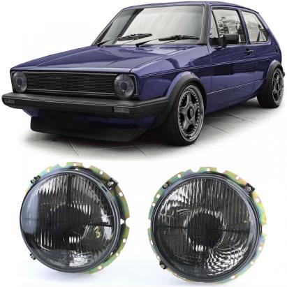 Faruri Fumuriu Negru cu Mira potrivite pentru VW Golf 1 + Cabrio 74-83 Performance AutoTuning