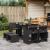 Set mobilier de grădină cu perne, 9 piese, negru, poliratan GartenMobel Dekor