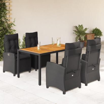 Set mobilier de grădină cu perne, 5 piese, negru, poliratan GartenMobel Dekor