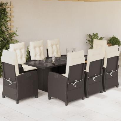 Set mobilier de grădină cu perne, 9 piese, maro, poliratan GartenMobel Dekor