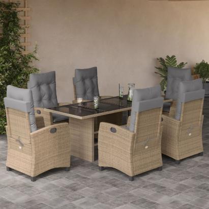 Set mobilier pentru grădină, 7 piese, cu perne, bej, poliratan GartenMobel Dekor