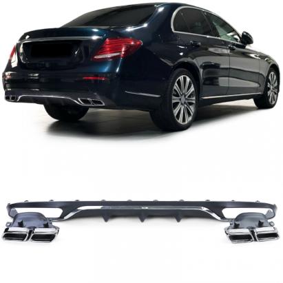 Difuzor sportiv posterior cu tevi de eșapament cromate, potrivit pentru Mercedes E-Class W213 fără linia de design A Performance AutoTuning