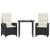 Set mobilier de grădină cu perne, 3 piese, negru, poliratan GartenMobel Dekor