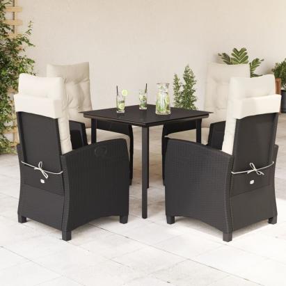 Set mobilier de grădină cu perne, 5 piese, negru, poliratan GartenMobel Dekor