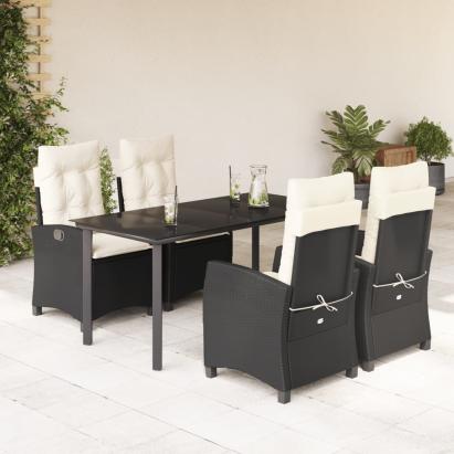 Set mobilier de grădină cu perne, 5 piese, negru, poliratan GartenMobel Dekor