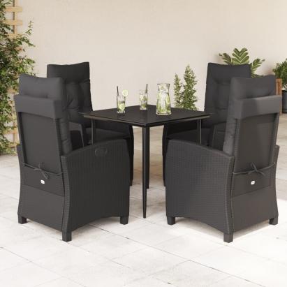 Set mobilier de grădină cu perne, 5 piese, negru, poliratan GartenMobel Dekor